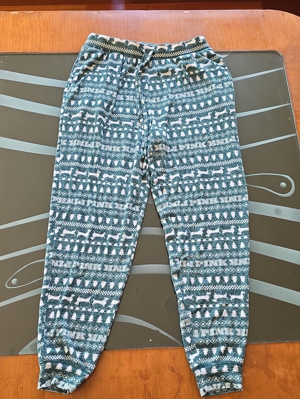 PINK Victoria's Secret Teal Patterned Kids Joggers